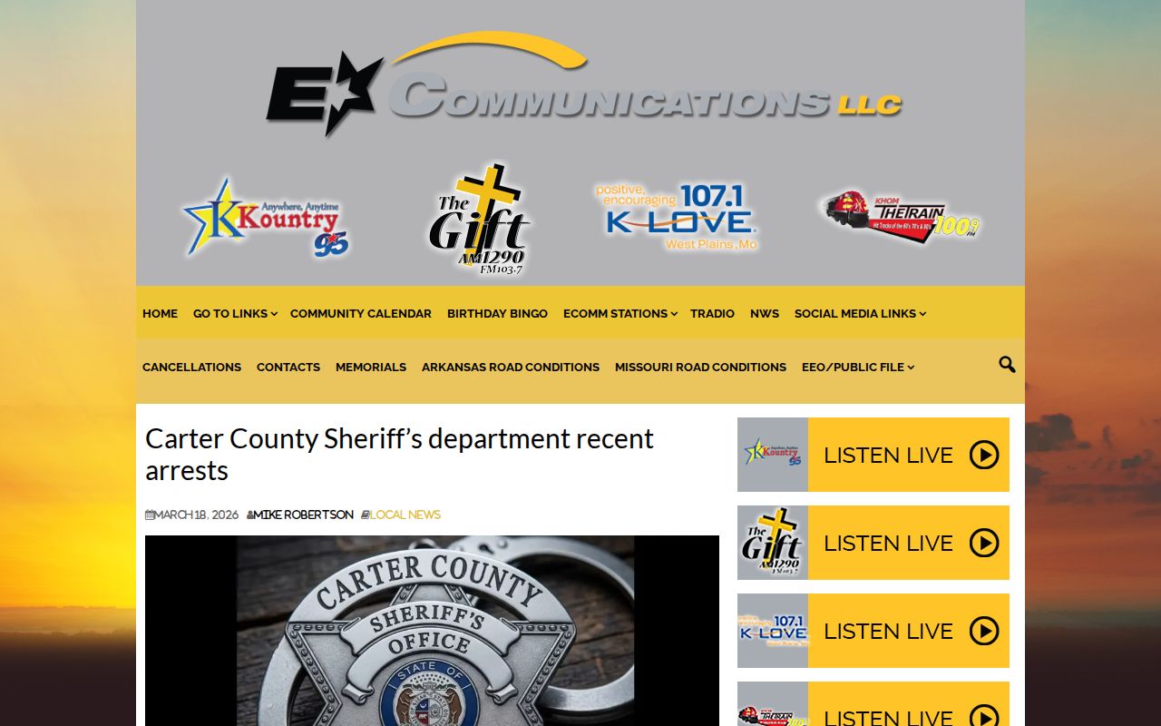 E Communications Network Carter County recent arrests story showing regional report context
