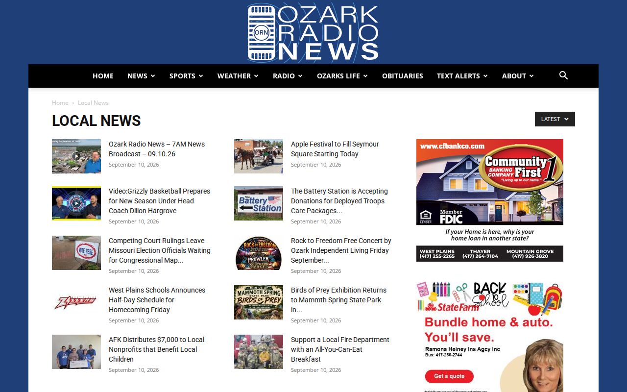 Ozark Radio News local news section